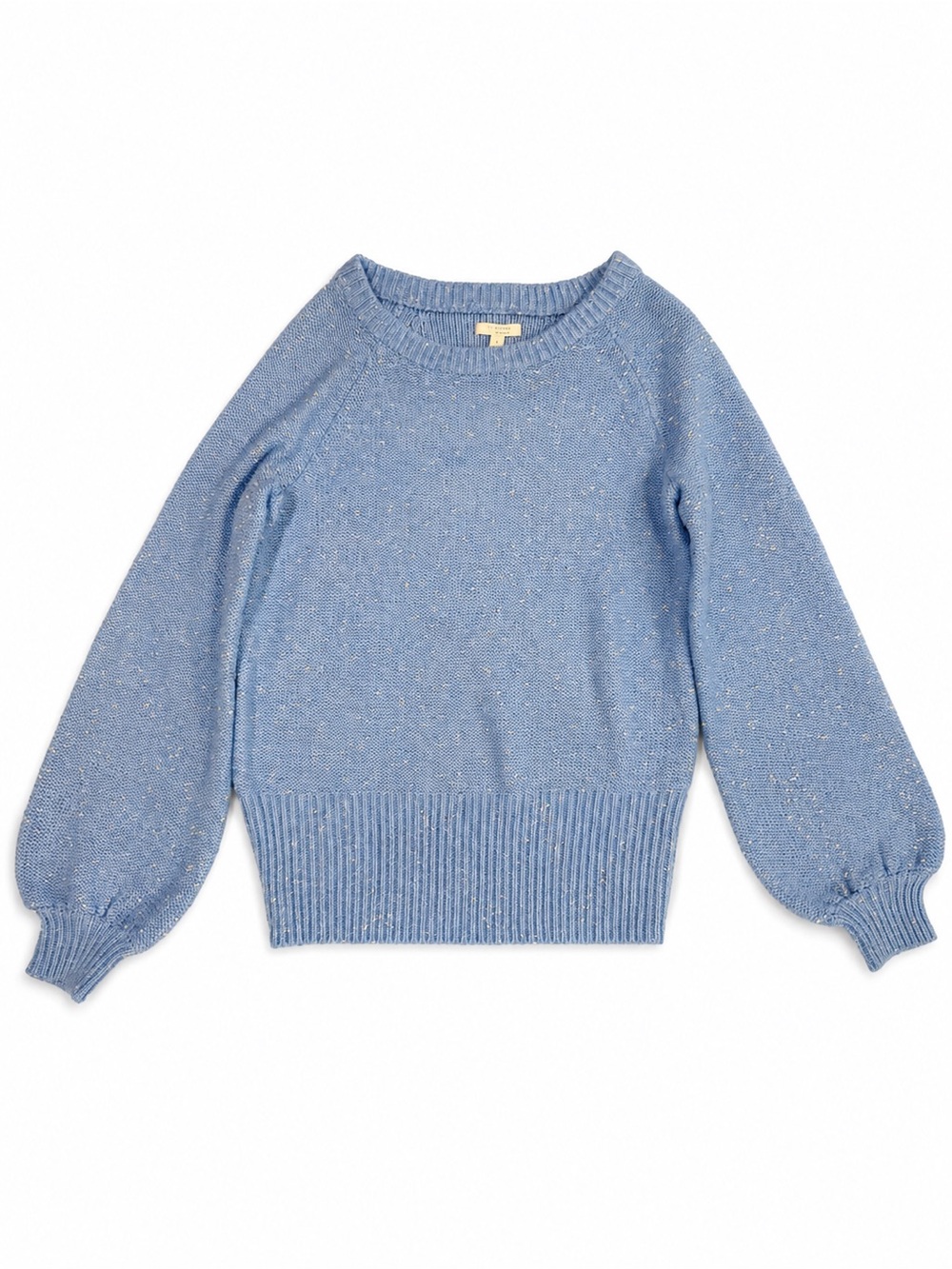 LC Lauren Conrad Blue Metallic Knit Balloon Sleeve Sweater Medium